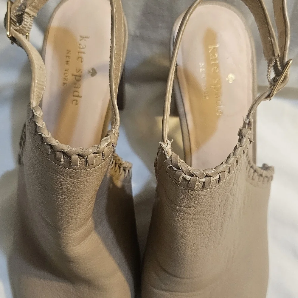 Kate Spade New York Orelene Taupe Block Heel Sandals Womens Sz 8.5M